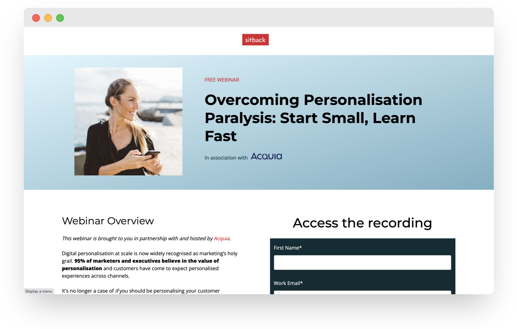 Overcoming Personalisation Paralysis Landing Page