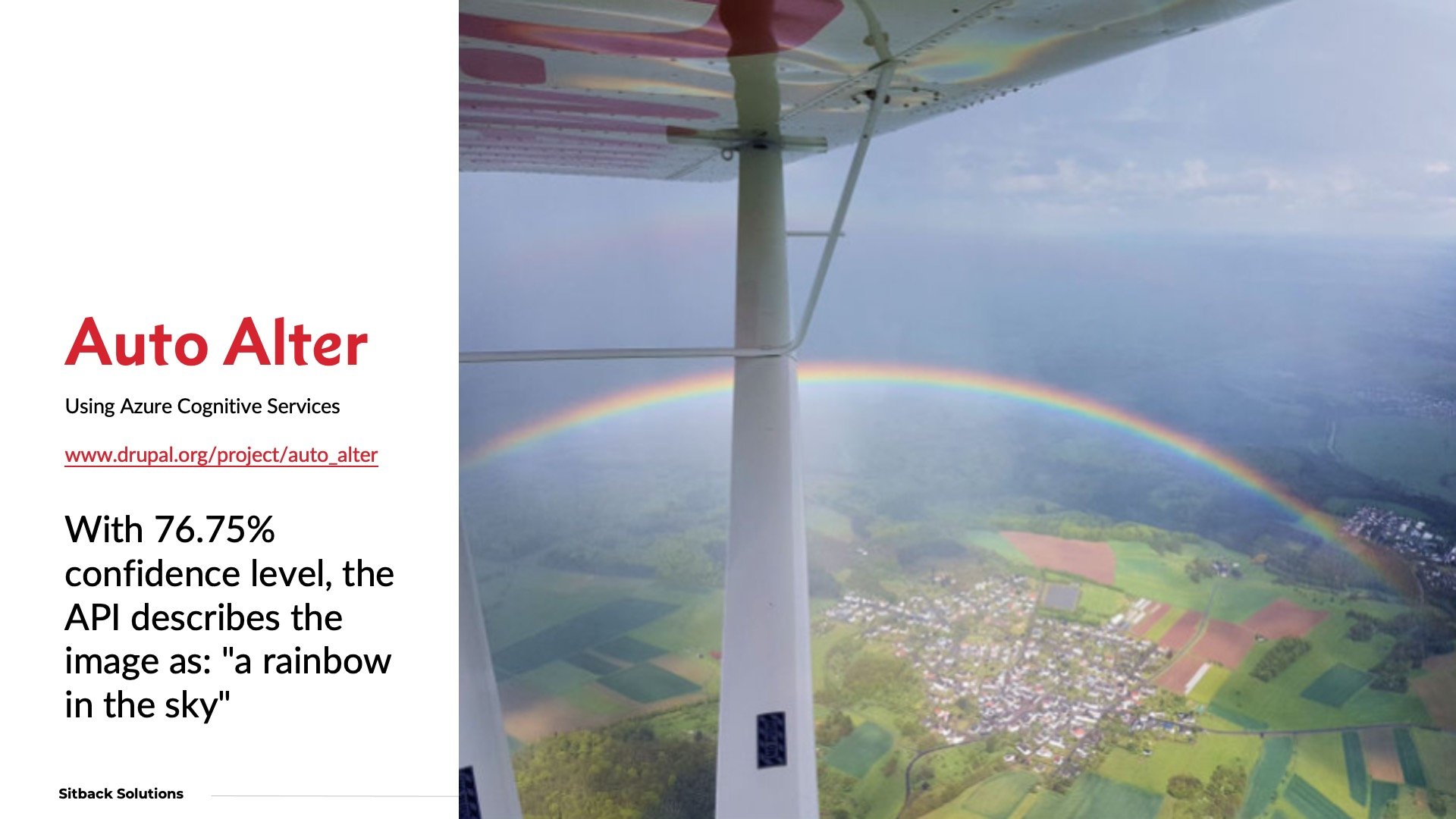 Auto Alter’s API describes the image below as ‘a rainbow in the sky’ with 76.75% confidence